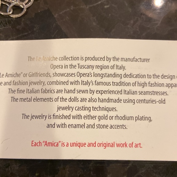 Le Amiche Silver-Tone Sky Blue Rhinestones Doll Charm w/Chain 32” Made In Italy - Picture 6 of 8